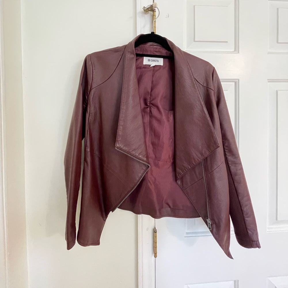 Maroon leather jacket by BB Dakota. Size XS. In great condition.